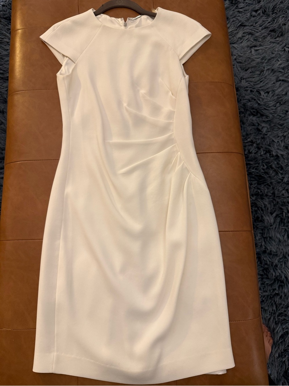Elie Tahari Ivory Cap-Sleeve Midi Sheath Dress